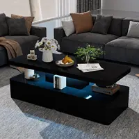 LED Coffee Table 40in 16 Colors Double-Layer Living Room Black, Customized