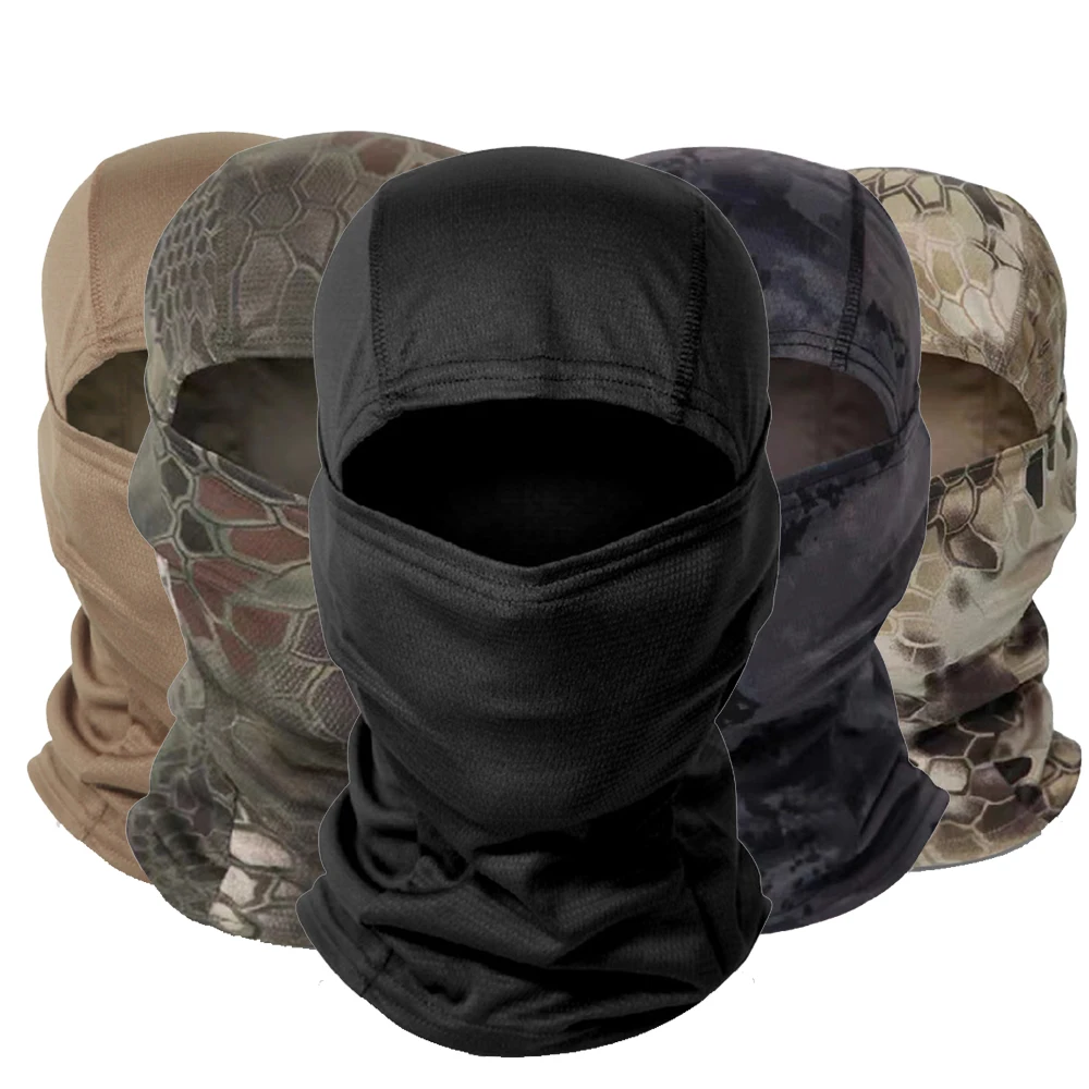 Tactical Camouflage Balaclava Hat Motorcycle Face Mask Lycra Moto Biker Wind Cap Mask Stopper Windproof Bicycle Cycling Headgear Balaclava Mask