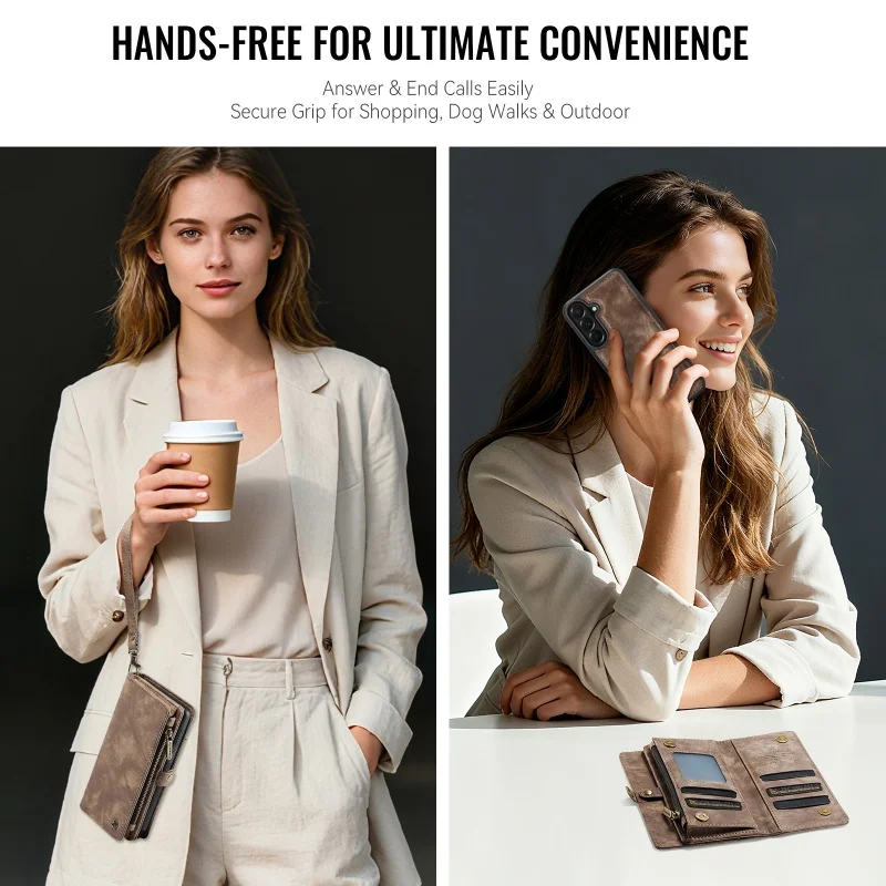 2-in-1 Detachable Leather Wallet Phone Case with Card Holder