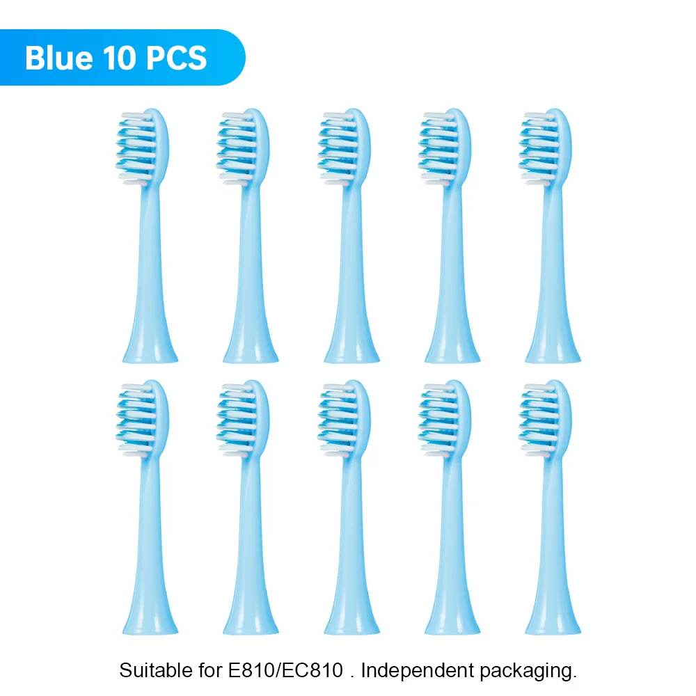 10 Pcs Replacement Brush Heads For E819 E810 EC810 Ultrasonic Electric Toothbrush Soft Bristle Nozzles with Sealed Package 5