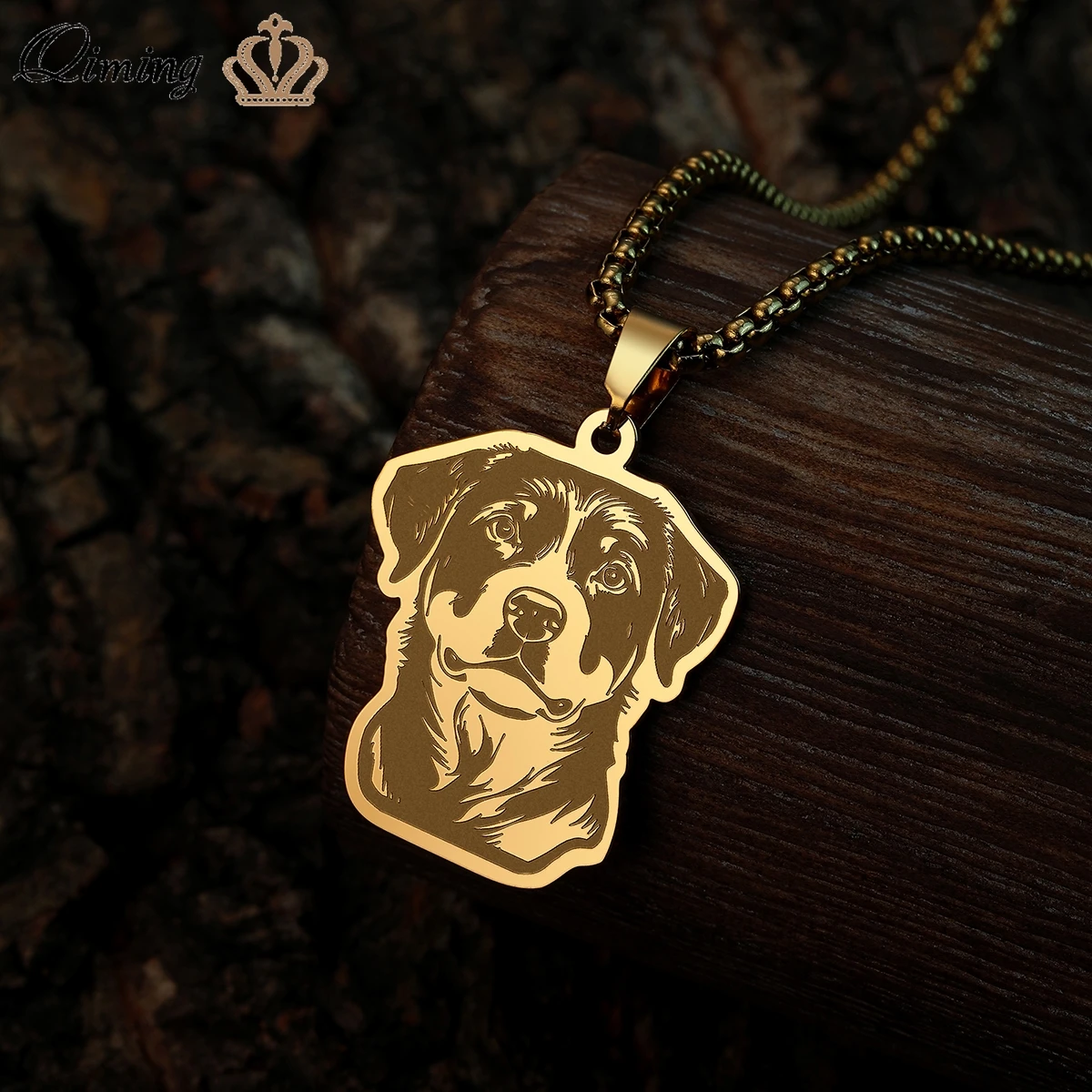 

Ожерелье с подвеской QIMING Rottweiler для женщин из нержавеющей стали, модные ювелирные изделия с животными, ожерелья с милой собакой