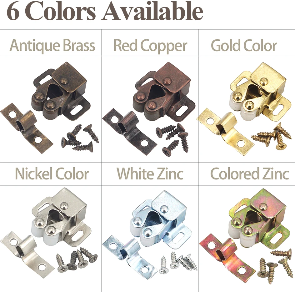 Description Picture 6 of item20 Sets Cabinet Roller Catch Door Stop Closer Stoppers Damper Buffer Clasp Latch for Wardrobe Cupboard Furniture Hardware