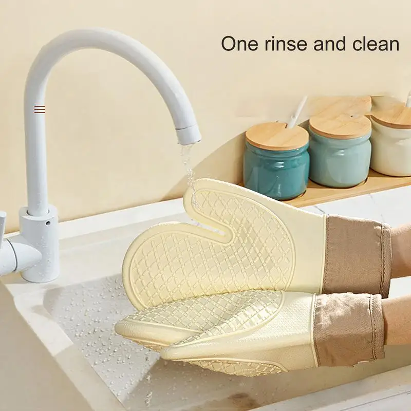 Anti-Scald Oven Mitt Heat Resistant Silicone Kitchen Mitts Heat Resistant Silicone Oven Gloves for Home Dessert and Cake Store