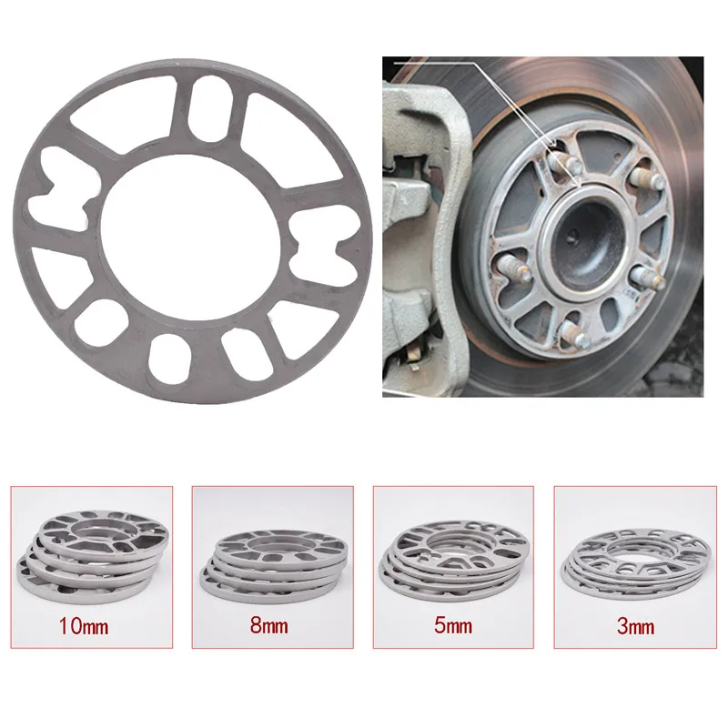 4pcs 3mm Aluminum Alloy Wheel Spacers Shims Cars 4 and 5 Stud Universal Fit 