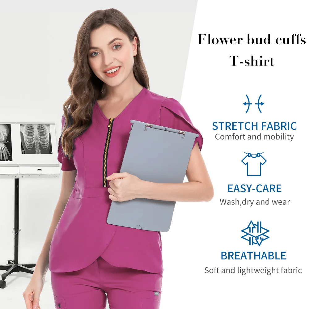 Beauty Salon Workwear Women Short Sleeved Spa Uniforms Dentist Healthcare Nurse Scrubs Tops Medical Doctor Scrub Working Clothes medical scrubs