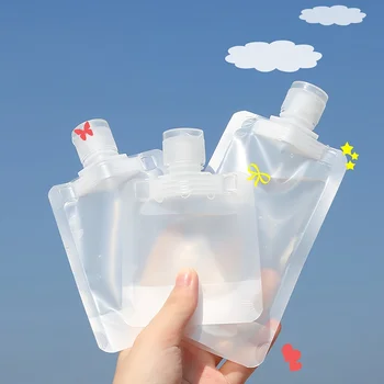 Set of 5 Travel Refillable Flat Pouches for Shampoo, Liquid Lotion, And Cosmetic Dispensers, Available in 50Ml 1