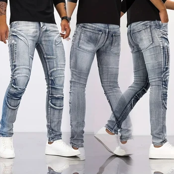 2025 Jeans da uomo piccoli pantaloni di design in denim a gamba dritta nuovi pantaloni lunghi slim fit con foro piccolo High Street Classic da uomo di alta qualità 1