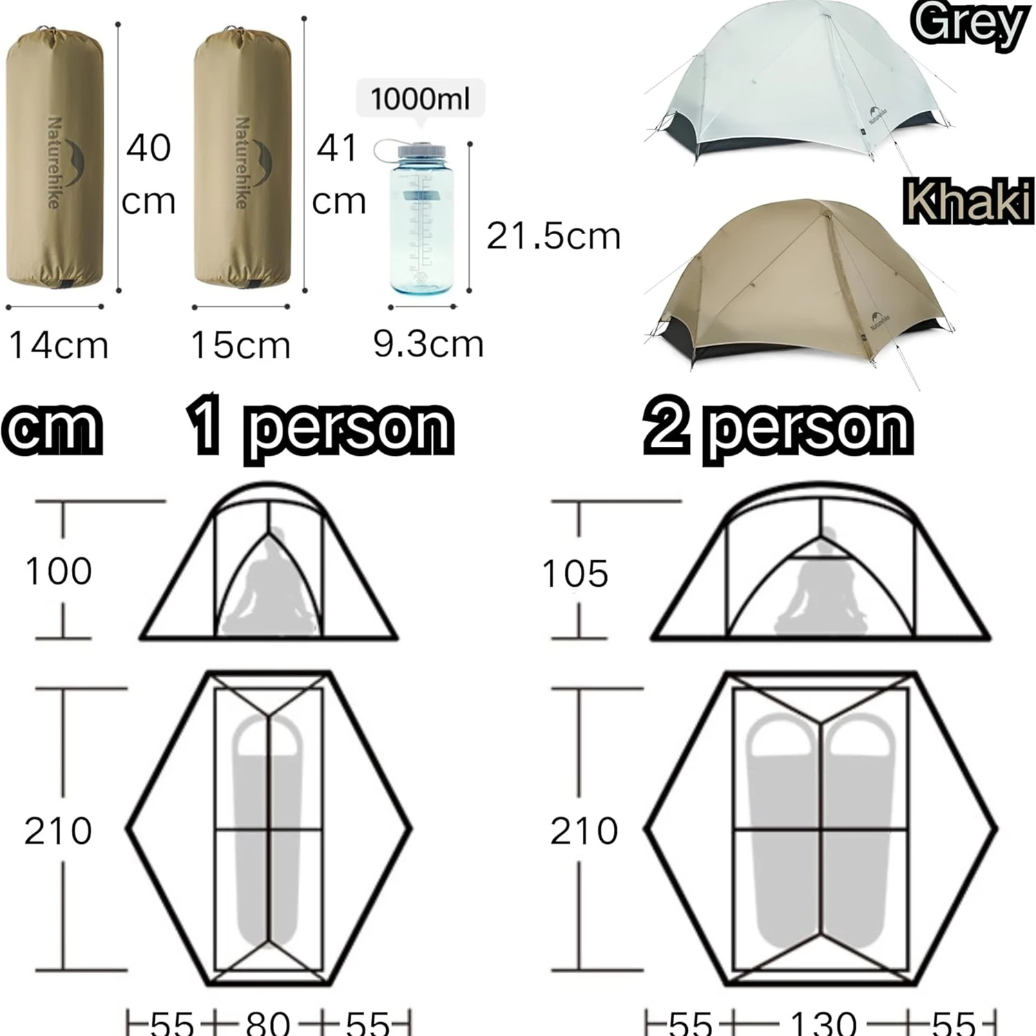 Naturehike Mongar UL 1 2 Person Tent Backpacking Tent 15D Ultralight Travel Waterproof Hiking Survival Outdoor Camping