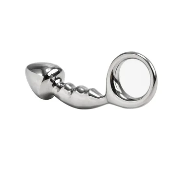 Stainless steel huge heavy small large size Metal anal beads butt plug with pull ring insert BDSM ass sex toy dildo gay couple 5