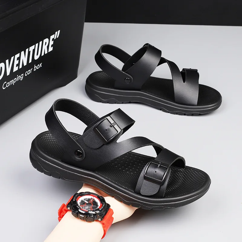 Mens Shoes Leather Sandals Summer Casual Open Toe Soft Beach