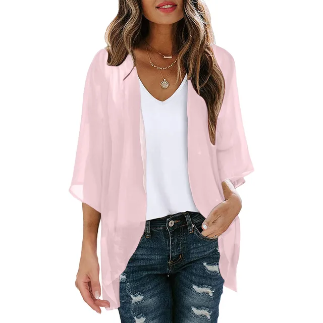 Fashion Solid Cardigans Women's Summer Blouse 2024 Casual Long Sleeve Blusas Female Thin Tunic Tops Kimono Cape 6