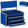Tool Box Portable 3 Drawer Steel Stackable Tool Box with Magnetic Tab Locking Blue Micro Top Chest with Liner 1