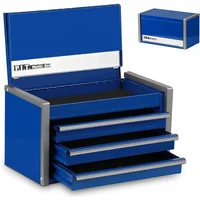Tool Box Portable 3 Drawer Steel Stackable Tool Box with Magnetic Tab Locking Blue Micro Top Chest with Liner 1