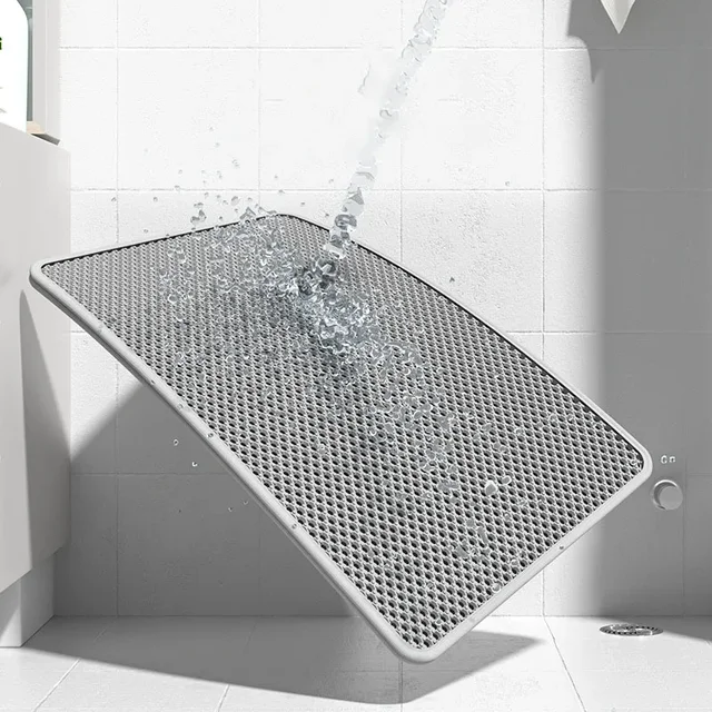 116x66cm Large Multi-Function Double-Layer Cat Litter Mat Non-Slip Bath Mat Waterproof Urine Protection Easy to Clean 2