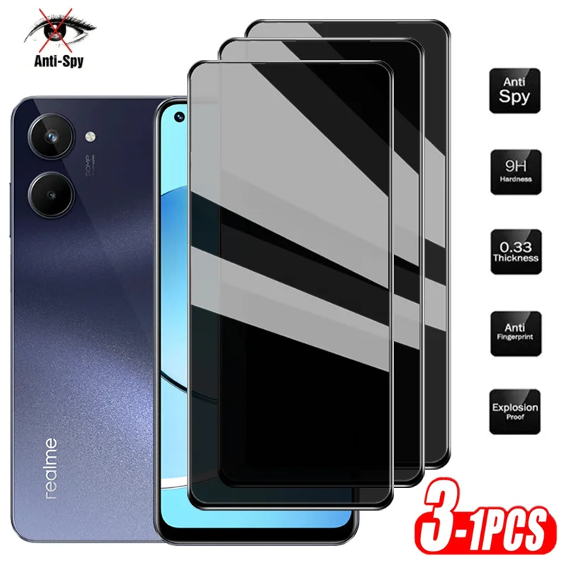 

anti-spy glass protector For Realme 10 privacy screen protector Realme 10 9i 8i 8 9 pro plus privacy glass film realmi 10 cristal antiespia For realme10 Tempered Glass realmi 9 pro plus