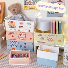 

Cute Storage Baskets Case Sundry Foldable Stationery Holder Desktop Cosmetic Storage Basket Home Office Stationery Organizer Box
