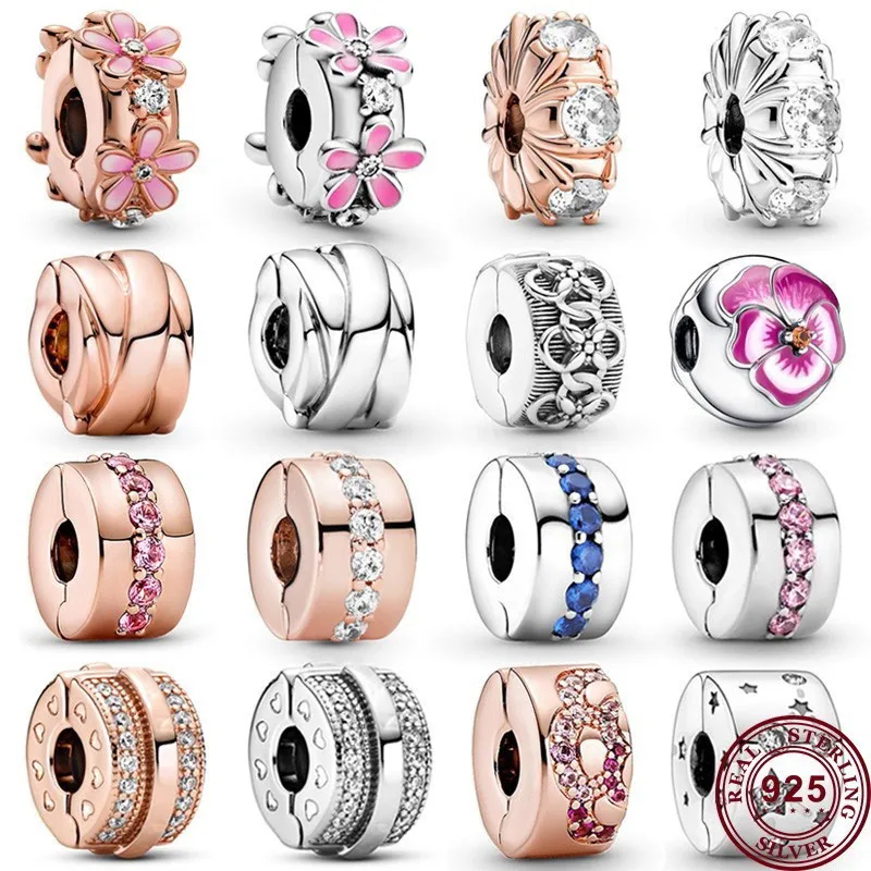 

New Hot 925 Silver Eternal Galaxy Daisy Clip For Women's Original Bracelet High Quality Fashion Charm Jewelry
