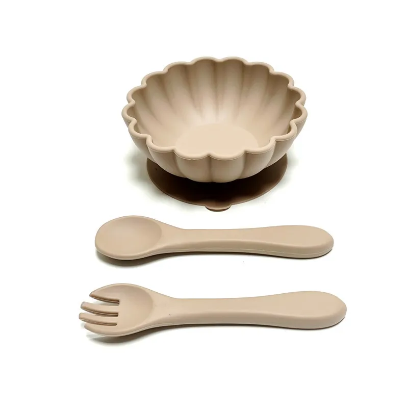 3pcs Silicone Children's Dinner Plate Set Suction Cup One-piece Food Silicone Dinner Plate Baby Bowl for Eating Training