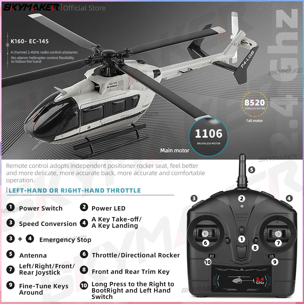 WLtoys K160 RC Helicopter 2.4G 6-Aixs Gyroscope 4CH Altitude Hold