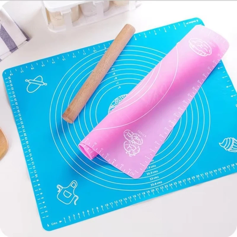 Blue Silicone Non-Slip Baking and Kneading Mat - Kitchen Tool