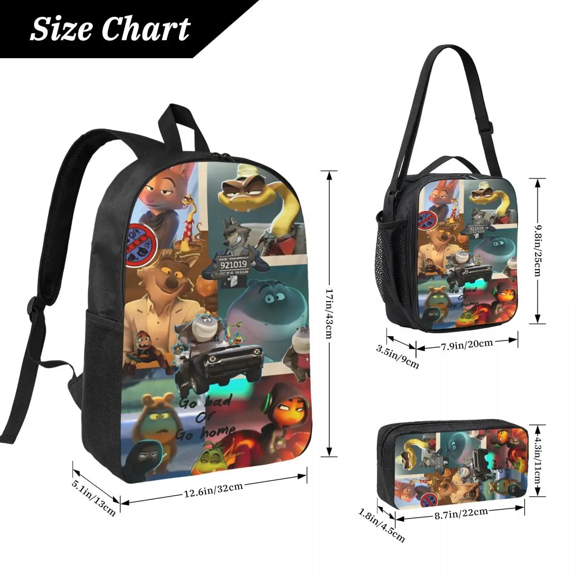 Biyejit Kids Backpack 3-in-1 Set – School Bag, Lunch Box & Pencil Case – Cartoon Design For Boys & Girls - View #4