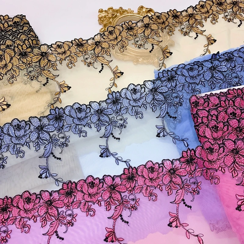

28Yds Floral Lace Trim Skirt Hem Underwear Sewing Craft DIY Apparel Blue Purple Green Pink Fabrics Lace Lingerie
