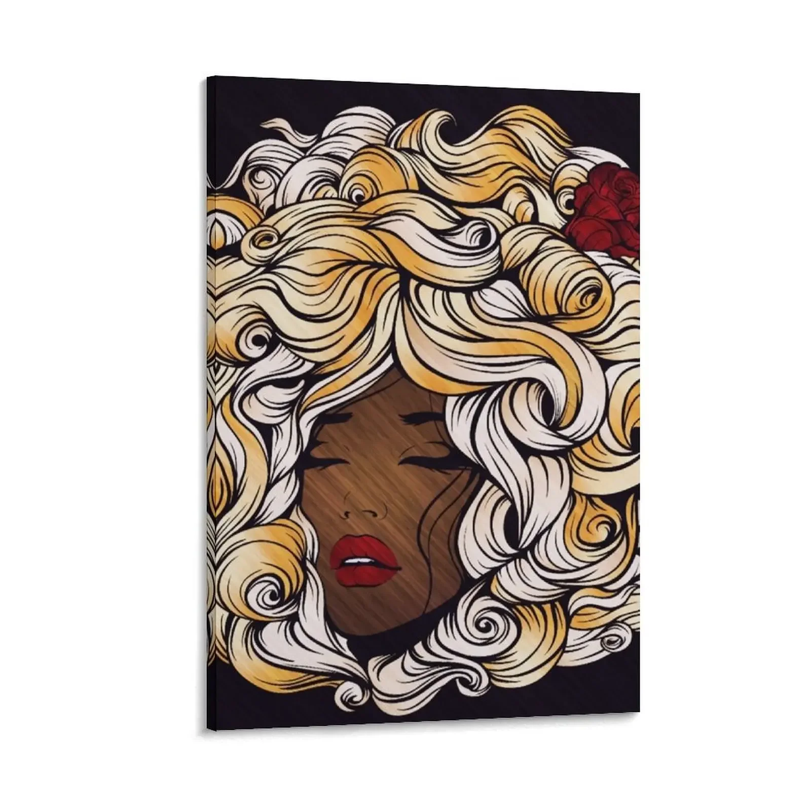 

Lady with the Gold Afro Canvas Painting canvas wall art modern home decoration