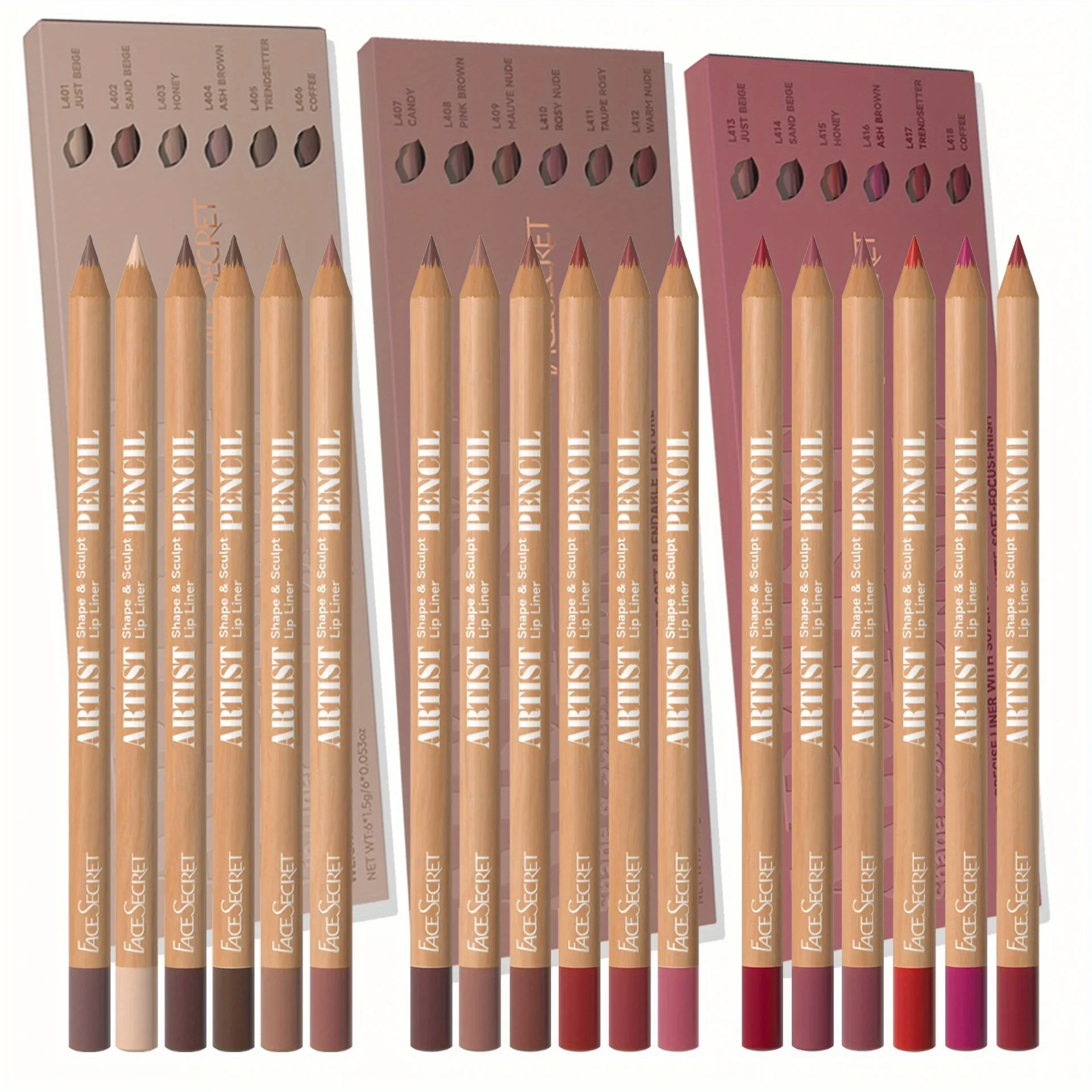 6Pcs Nude Lipliner Set,Waterproof Long-Lasting Matte Natural Lip Pencils Non-Smudging & Easy-to-Apply 3
