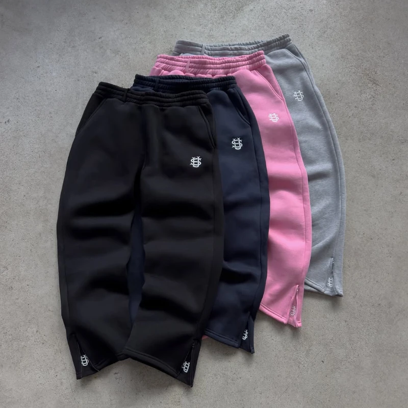 Y2K Men Jogger Loose Su Logo Embroidered Leg Openings Wide Leg Pants Extra outsize Pockets fashionable Couple Straight Leg Pants 1