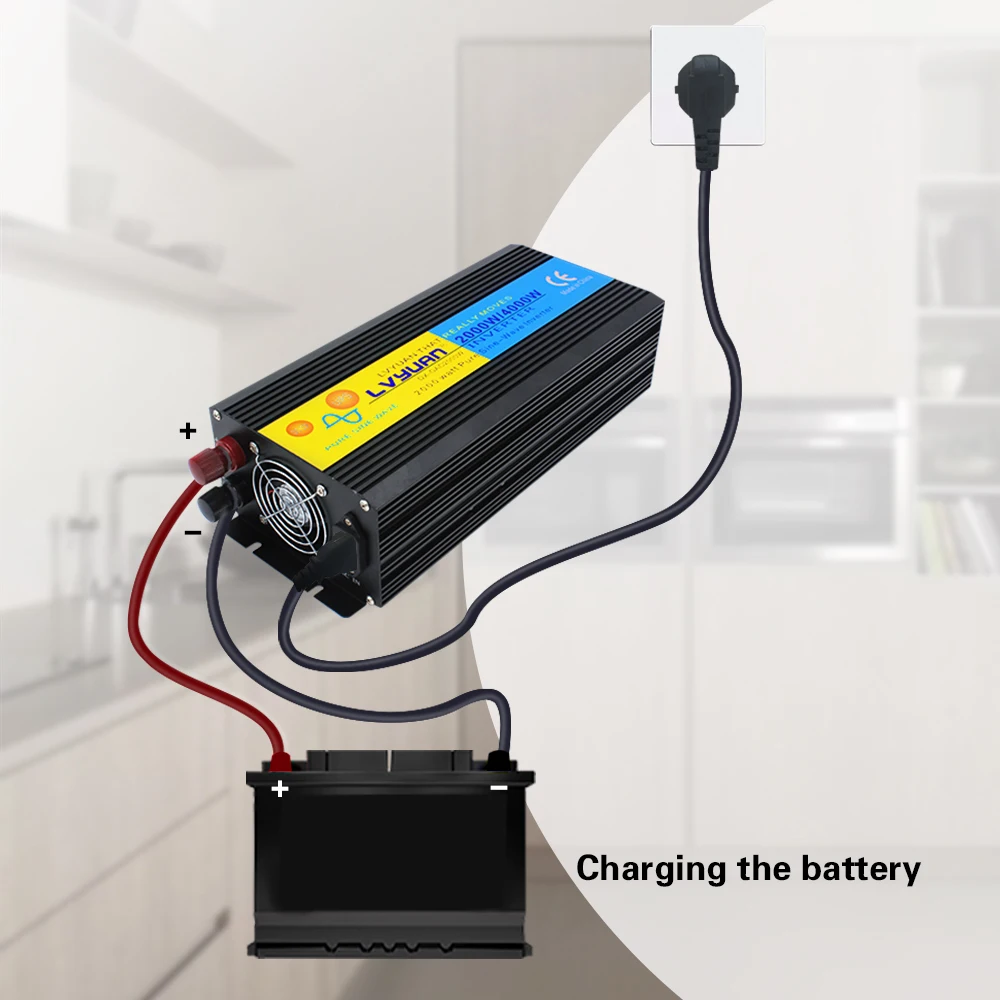 

Pure Sine Wave inverter 2000W/4000W DC 12V/24V to AC 220V-240V LCD Charging battery Quiet Fast Charge Universal EU AU Socket