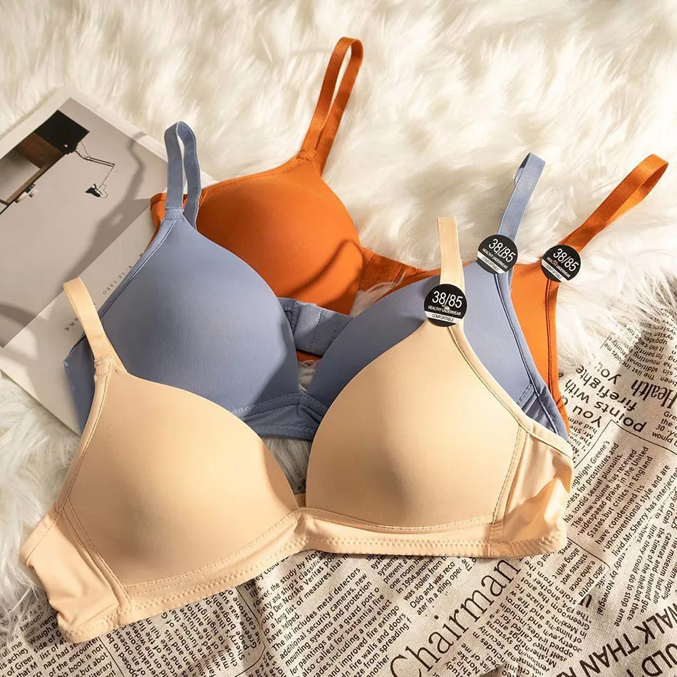 Slim Fit Comfortable Soft Adjustable and Non Removable Without Steel Ring Women Bra Daily Matching Women Bras 2