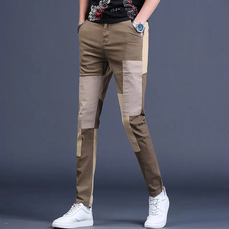 

High Quality Men’s Patchwork Street Fashion Casual Pants,Korea Version Slim-fit Beggar Style Pants,Youth Trendy Sexy Pants;