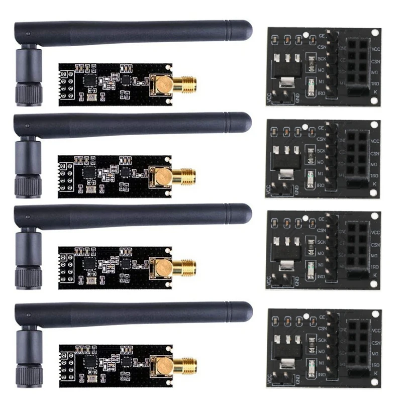 

4Pcs NRF24L01+PA+LNA Wireless Module With Antenna 1100 Meters Long Distance With NRF24L01 Wireless Module Adapter 3.3V