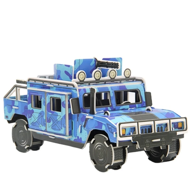 2pcs 3D Paper Puzzle Hummer Jeep DIY Handmade Parent-child Children Educational Toys Montessori Games Christmas Gift