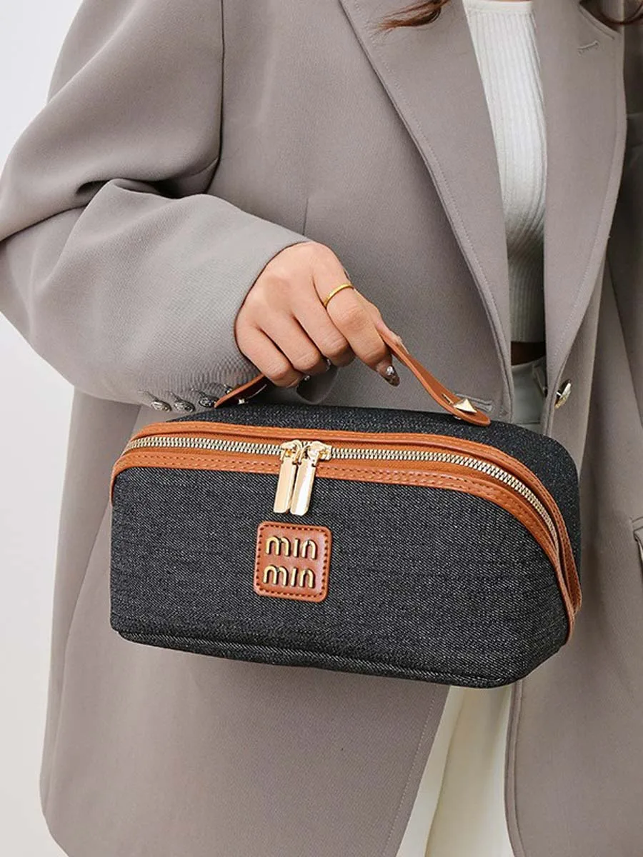 New high-end denim cosmetic bag - portable large-capacity travel cosmetic storage bag for women. Order genuine leather dog bag 2