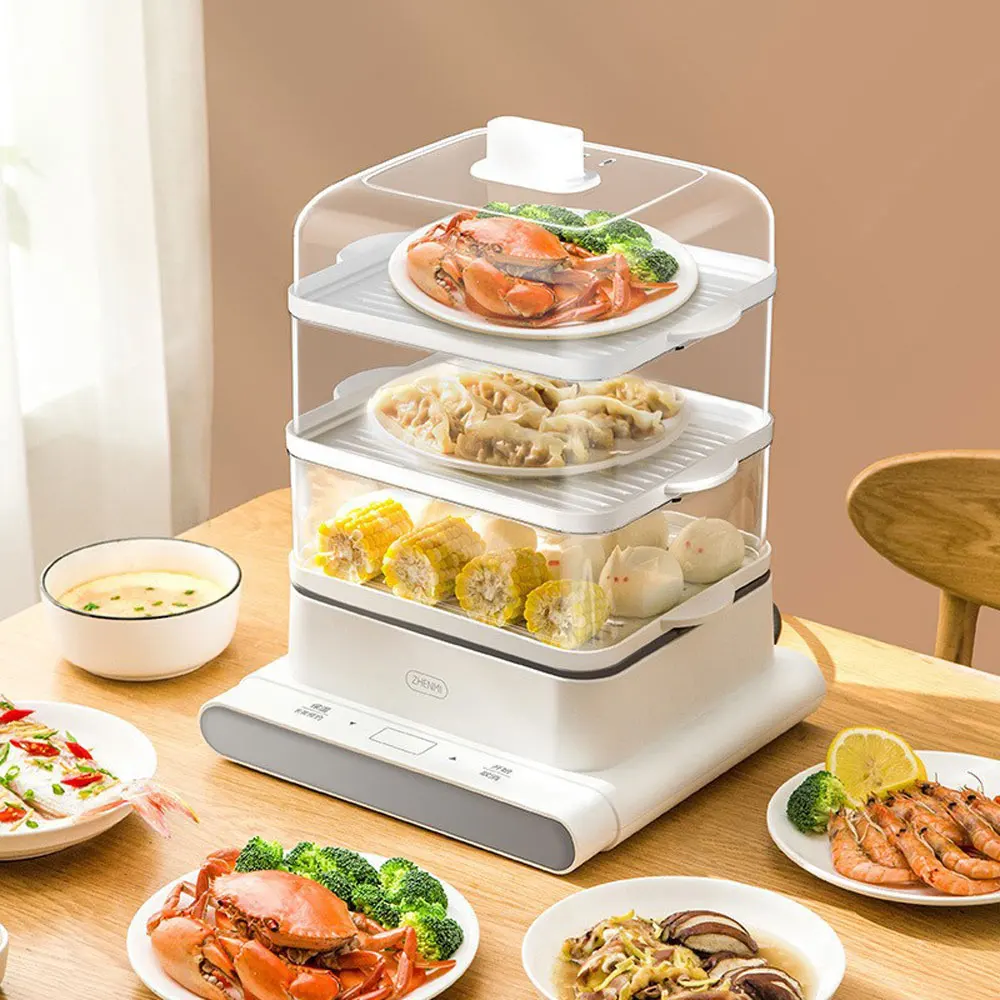 Folding Electric Food Steamer panela eletrica multifuncional Large-capacity Automatic Steamer Kitchen