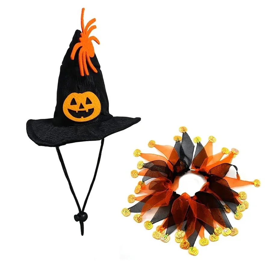 1pcs Halloween hat scarf set, skull pattern, cat cape hat set, accessories