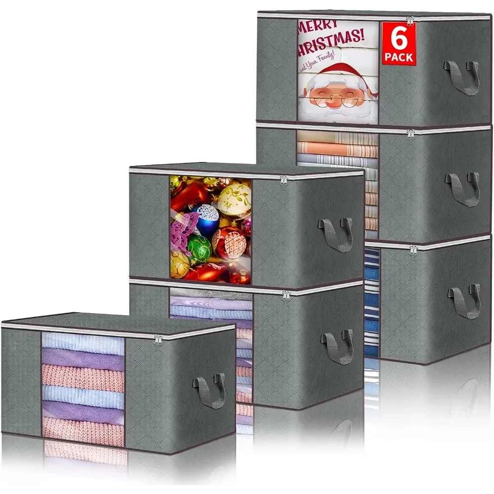 

Clothes Storage Bags Large Capacity, Foldable Closet Organizers Storage Containers