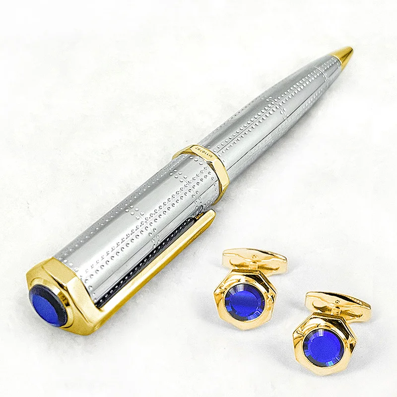 MBS Heptagon CT Santos-Dumont Willow Nail Luxury Ballpoint Pen With Serial Number Writing Business Cufflinks Gift Box Set