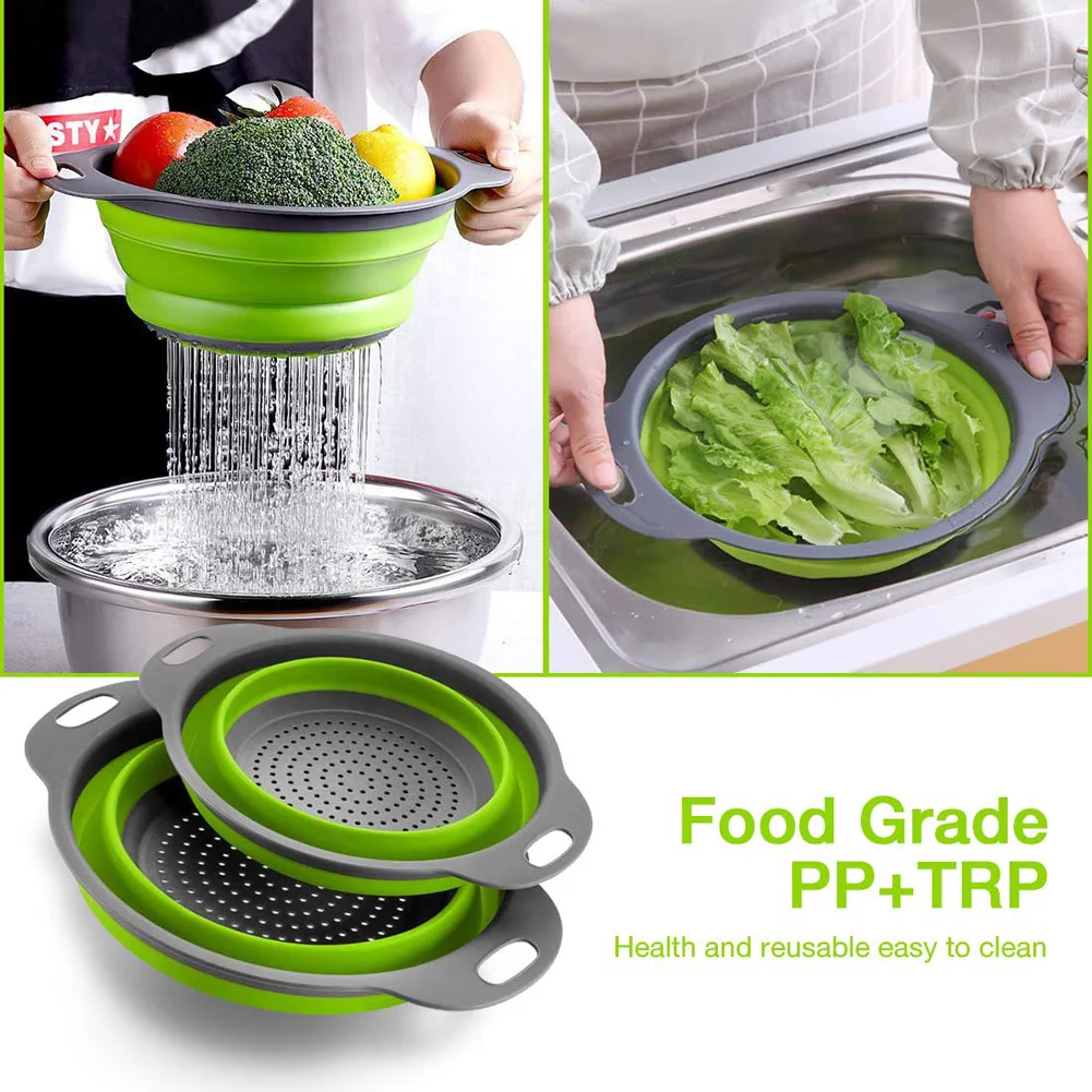Collapsible Silicone Kitchen Storage Basket Multi-use Fruit Vegetable  Drainer Foldable Kitchen Draining Organzier - AliExpress