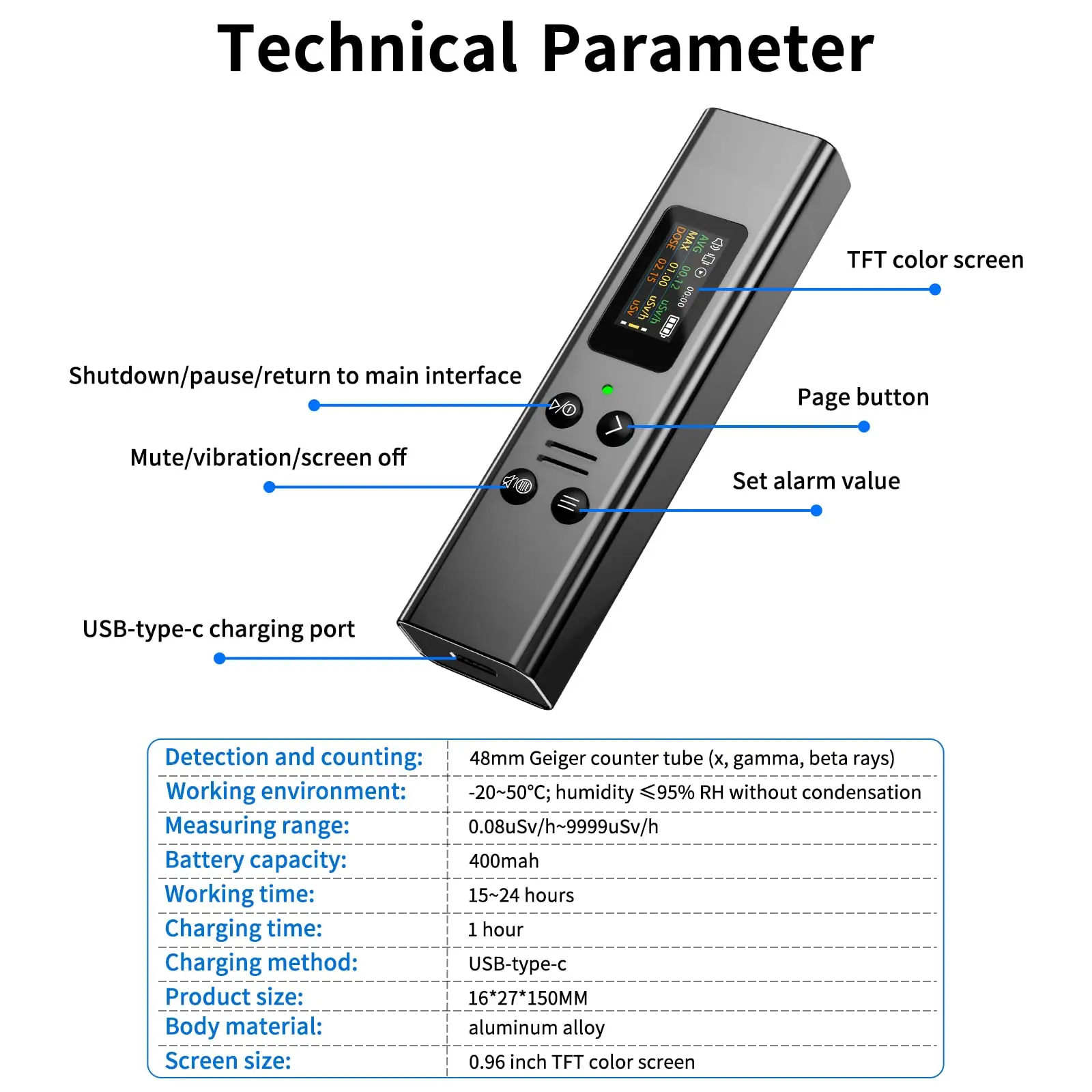 Y-M06 Portable Geiger Counter Nuclear Radiation Detector Personal Radiation Dosimeter X &gamma; &beta;-ray Rechargeable Detector