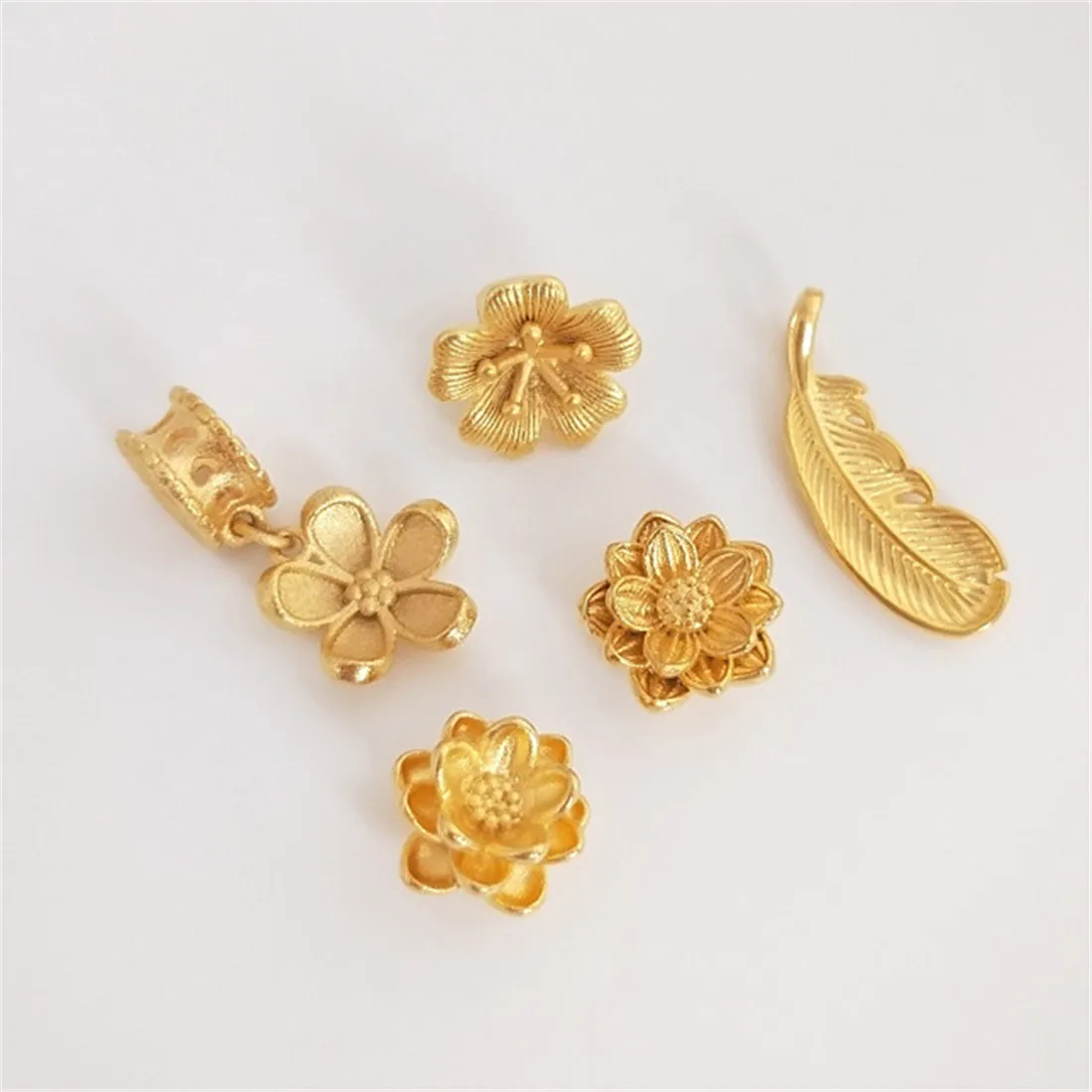 Vietnam Sha Jin Big Hole Lotus Plum Blossom Across Pearl Road Accessories Feather Pendant DIY Bracelet Jewelry C233 20sets magnetic snap button metal plum blossom sew on button clasps fasteners for purses handbag clothes diy accessories