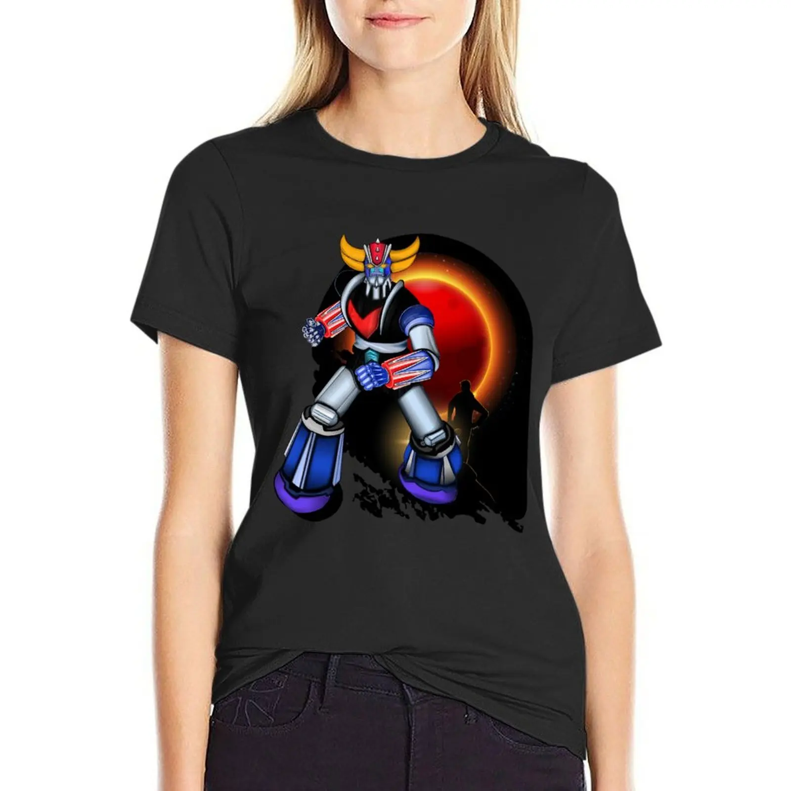 

GOLDORAK RED MOON T-Shirt lady clothes summer clothes Womens clothing