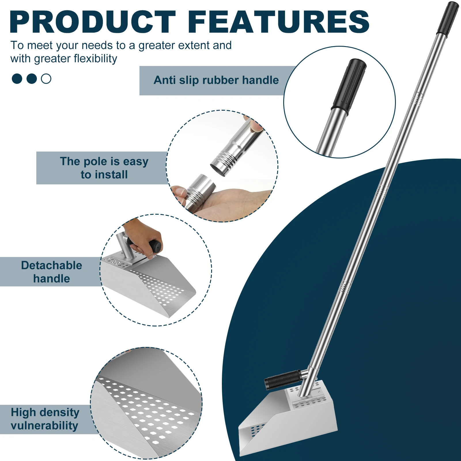 Metal Detecting Scoop Practical Long Handle Sand Scoop with Grip Versatile Beach Finds Scoop Detector Sand Scoop for Outdoor 3
