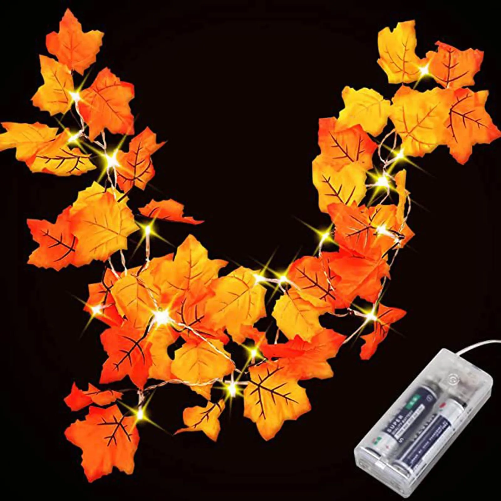 

10LED Artificial Maple Leaf Leaves LED Light String Fall Decor Fairy Garland Autumn Thanksgiving Home Indoor Outdoor Decor