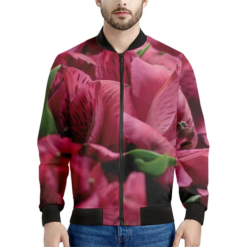 thumbnail image 1 of Chaqueta con cremallera con estampado de flores de narciso y lirio para hombre, sudadera informal de manga larga con estampado 3D de plantas, abrigo de calle, chaquetas holgadas, 1 of 5