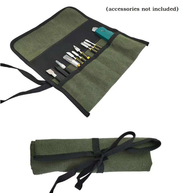  【L】Multiple Pocket Multi-Purpose Roll Up Tool Bag Oxford Cloth Wrench Pouch Screwdrivers Drills Storage Case Bag Hanging Tool 