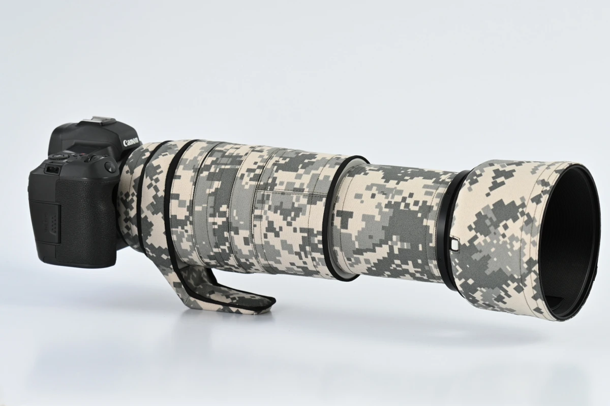 ROLANPRO Wasserdichter Objektivmantel für Canon RF 100–500 mm F/4,5–7,1 L IS USM Camouflage Regenschutz Objektiv Schutzhülle Pistolen – Detail 9