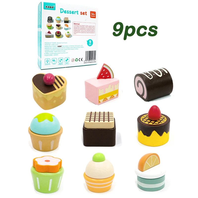 Wooden Kitchen Pretend Play Set Montessori Simulation Plates Dishes Accessories Kitchen Playset Toy for Toddlers Gifts Ages 3+ 6