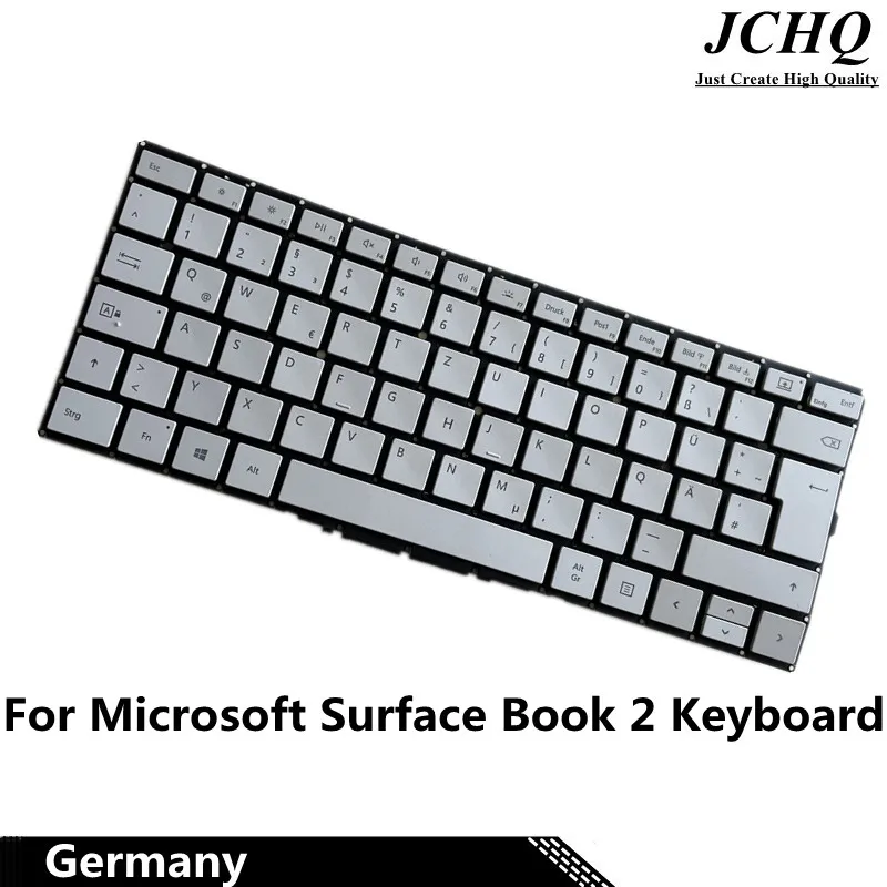 Tastiera Jchq Per Microsoft Surface Book 2 13.5 ''1834 1835 Germania Argento Tastiera Originale